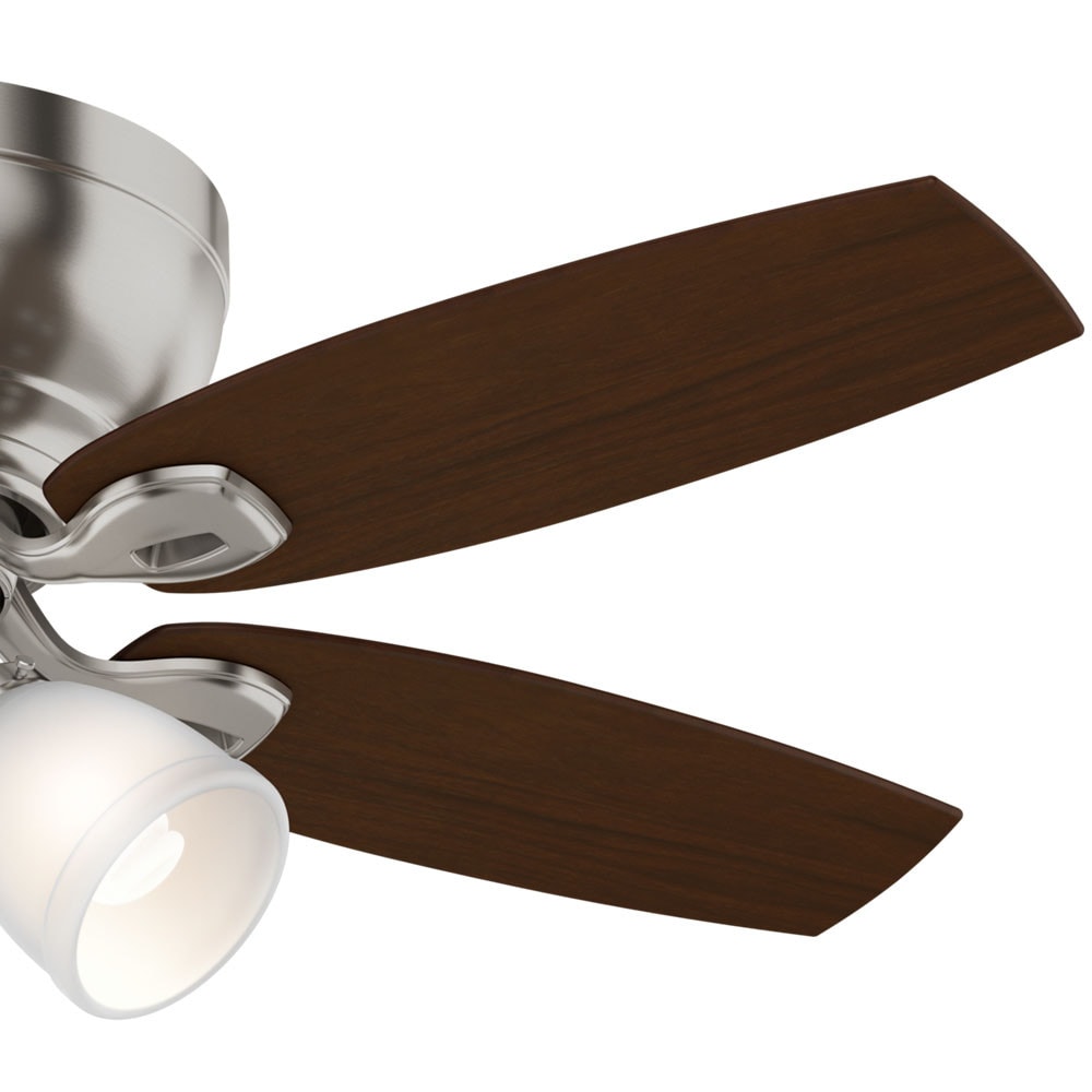 Casablanca Durant 44-in Brushed Nickel with Walnut/Burnt Walnut Blades Flush Mount Ceiling Fan With Light and Pull Chain Included 5 -Blade