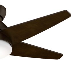 Casablanca Isotope 44-in Brushed Cocoa with Espresso Veneer Blades LED Flush Mount Ceiling Fan With Light and Wall Control Included 5 -Blade