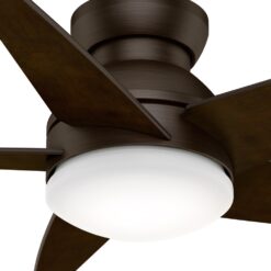 Casablanca Isotope 44-in Brushed Cocoa with Espresso Veneer Blades LED Flush Mount Ceiling Fan With Light and Wall Control Included 5 -Blade