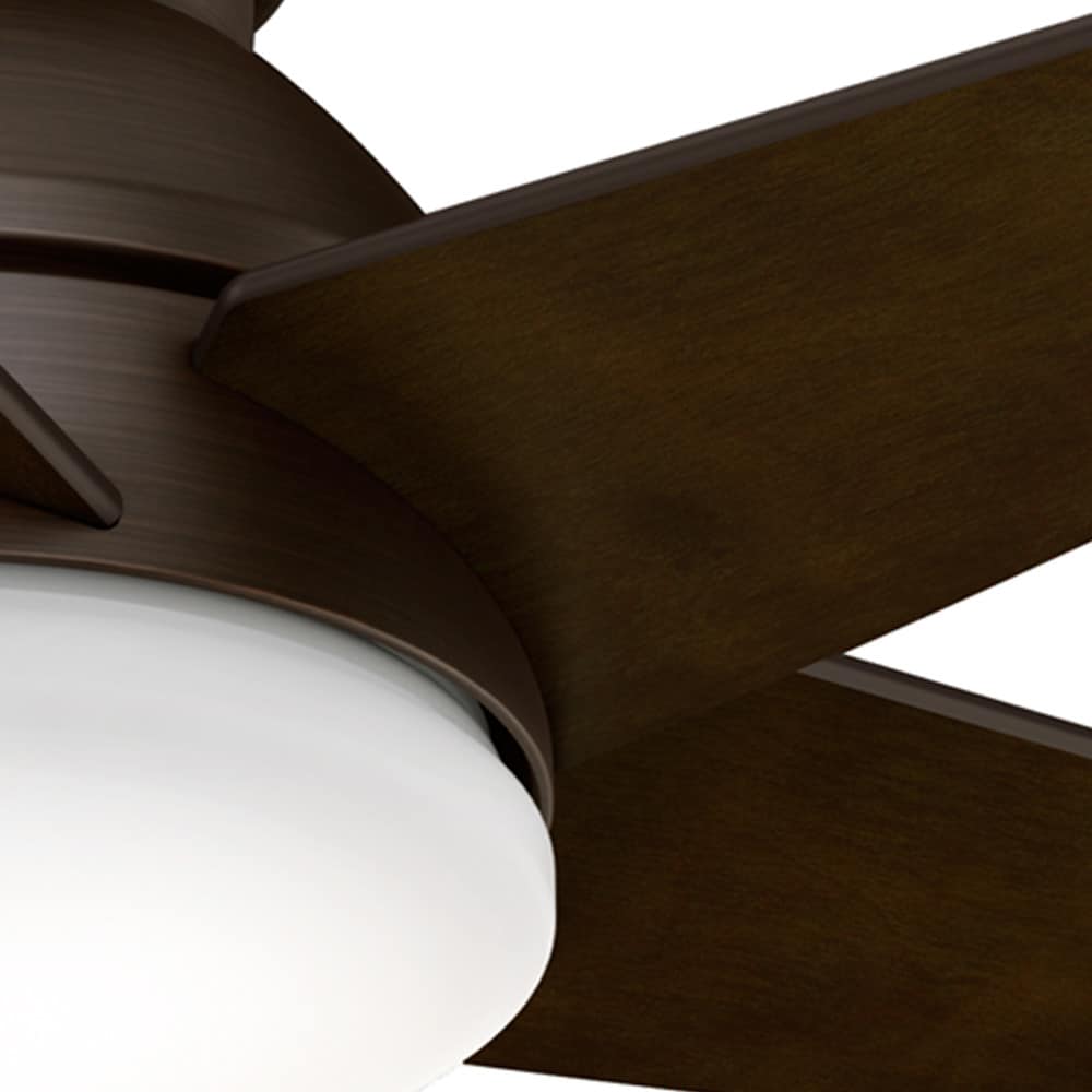 Casablanca Isotope 44-in Brushed Cocoa with Espresso Veneer Blades LED Flush Mount Ceiling Fan With Light and Wall Control Included 5 -Blade