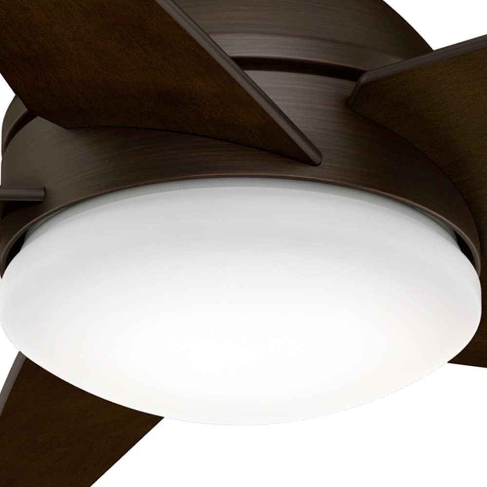 Casablanca Isotope 44-in Brushed Cocoa with Espresso Veneer Blades LED Flush Mount Ceiling Fan With Light and Wall Control Included 5 -Blade
