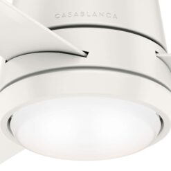 Casablanca Commodus 54-in Fresh White with Fresh White Blades LED Flush Mount Ceiling Fan With Light and Wall Control Included 3 -Blade