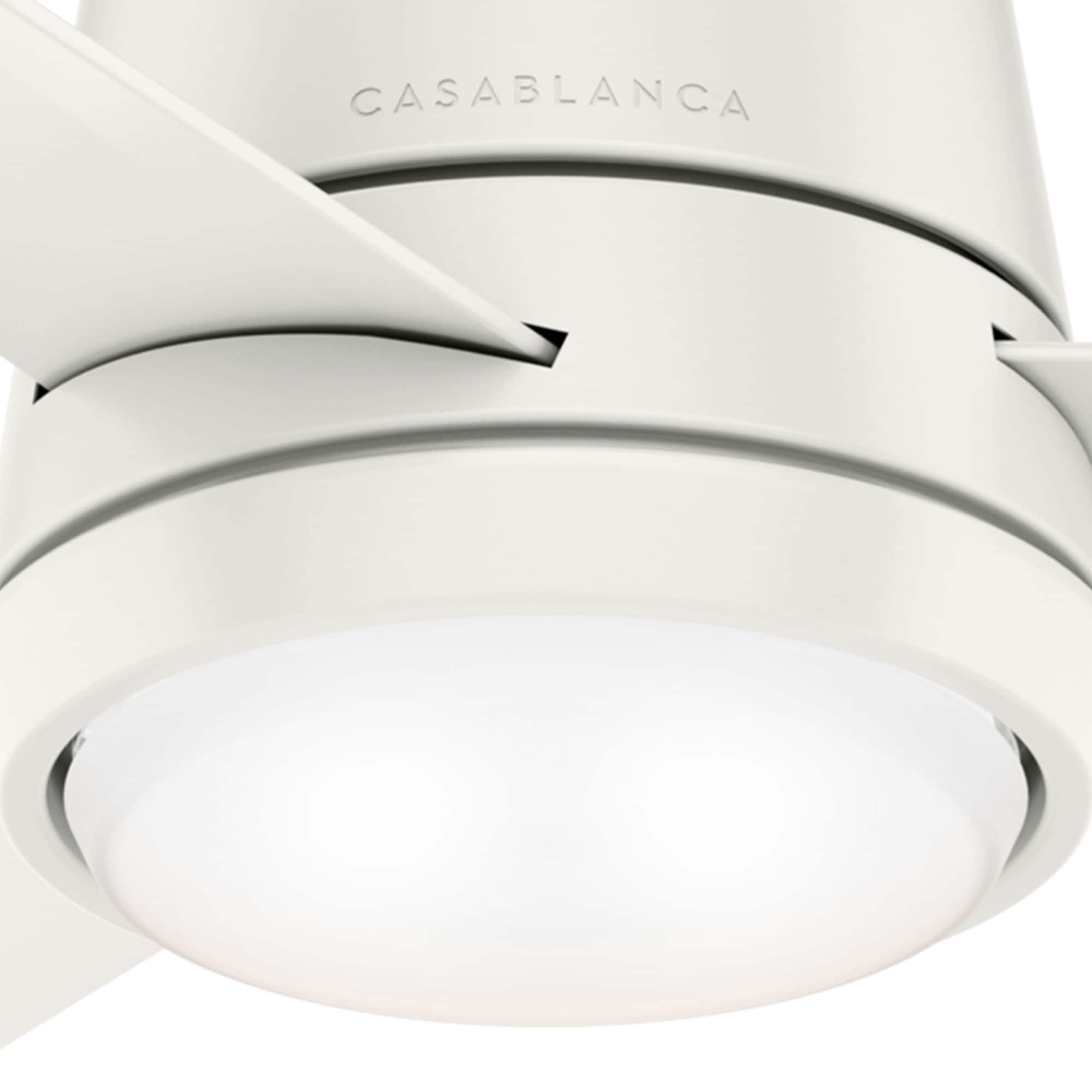 Casablanca Commodus 54-in Fresh White with Fresh White Blades LED Flush Mount Ceiling Fan With Light and Wall Control Included 3 -Blade