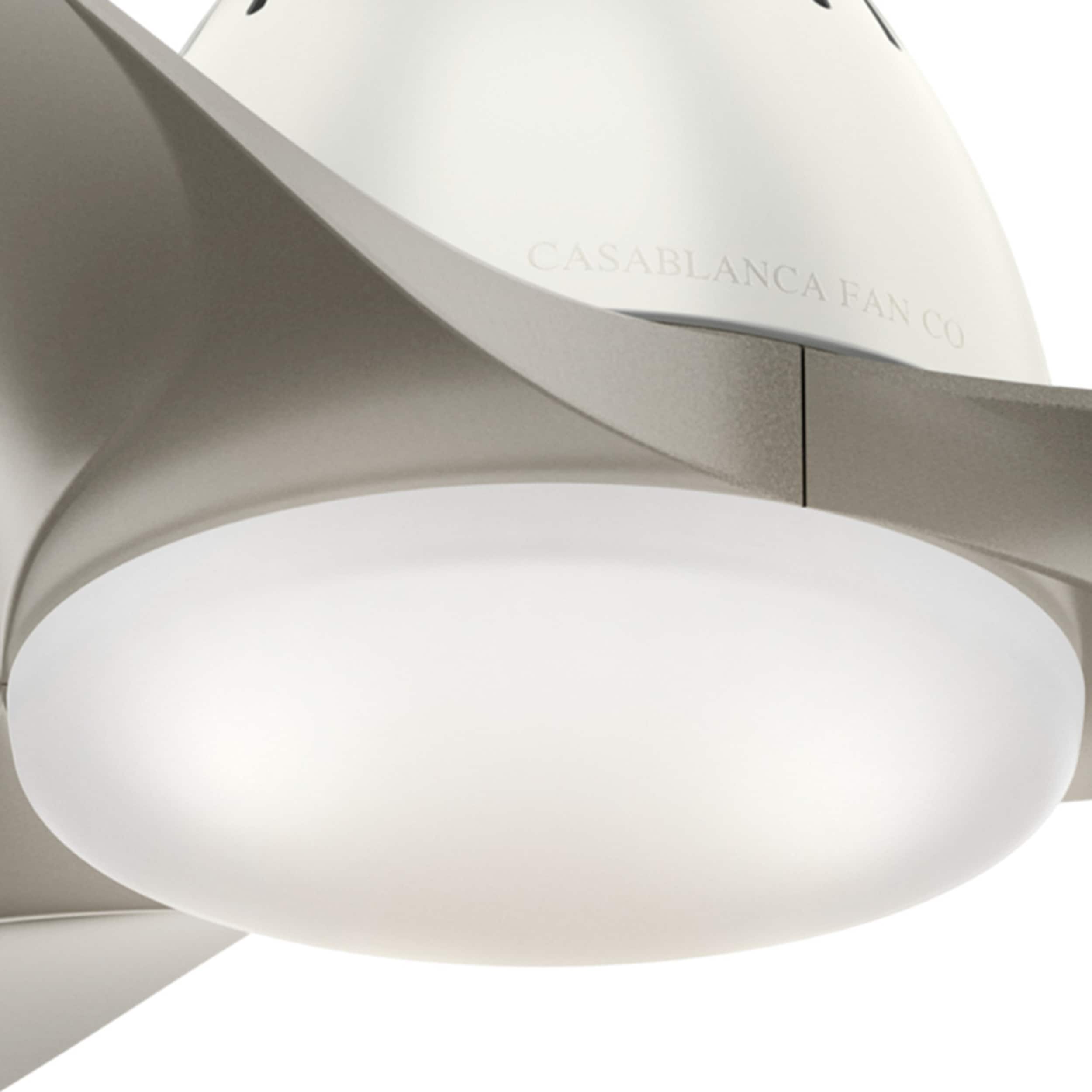 Casablanca Wisp 52-in Fresh White with Painted Pewter Blades LED Ceiling Fan With Light and Remote Control Included 3 -Blade