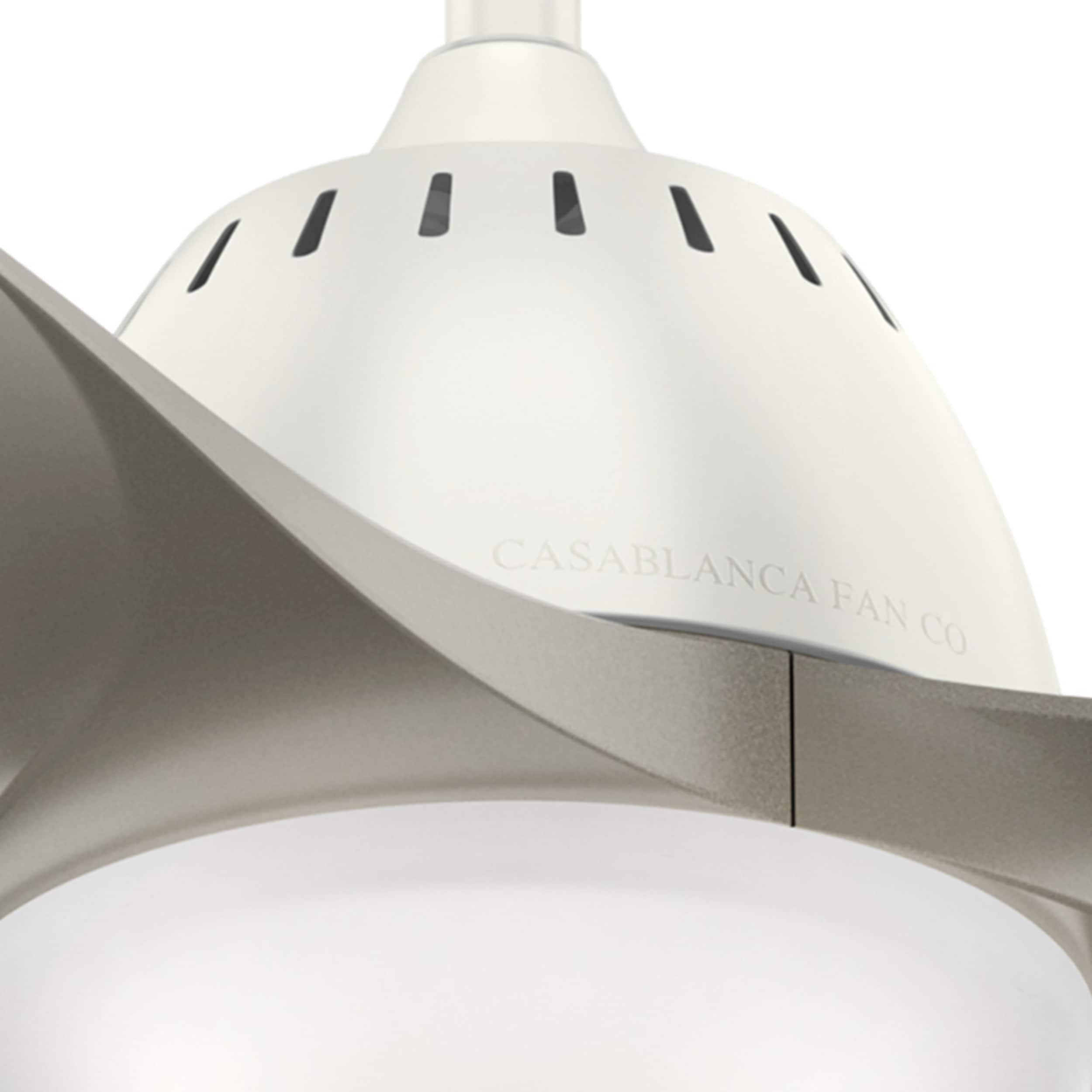 Casablanca Wisp 52-in Fresh White with Painted Pewter Blades LED Ceiling Fan With Light and Remote Control Included 3 -Blade