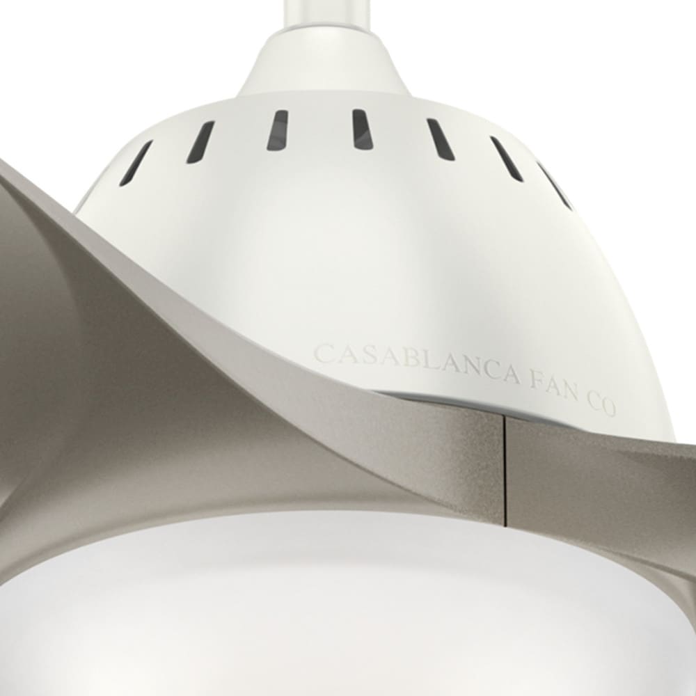 Casablanca Wisp 52-in Fresh White with Painted Pewter Blades LED Ceiling Fan With Light and Remote Control Included 3 -Blade