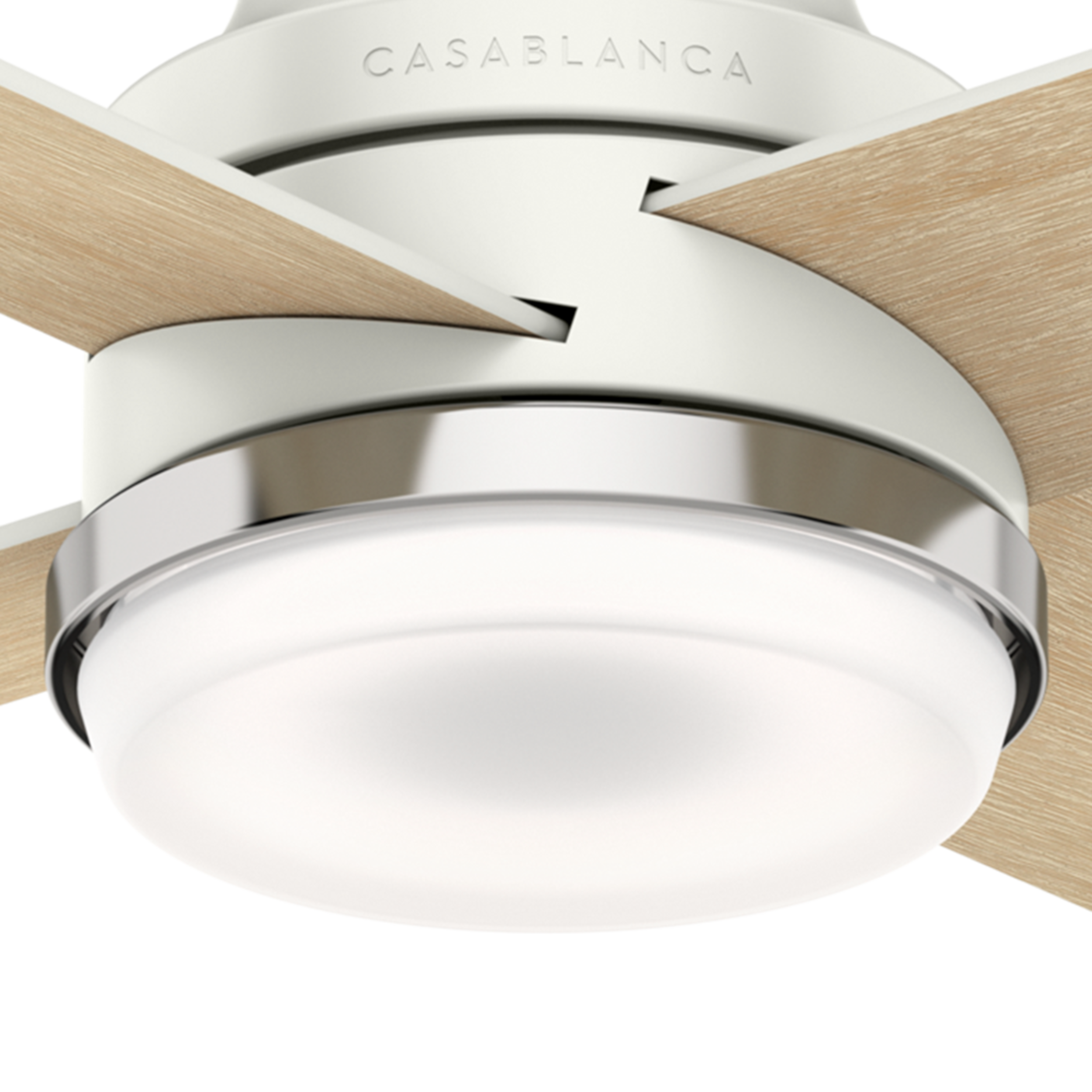 Casablanca Daphne 54-in Fresh White with Rustic Oak/Fresh White Blades LED Ceiling Fan With Light and Wall Control Included 4 -Blade
