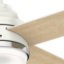 Casablanca Daphne 54-in Fresh White with Rustic Oak/Fresh White Blades LED Ceiling Fan With Light and Wall Control Included 4 -Blade