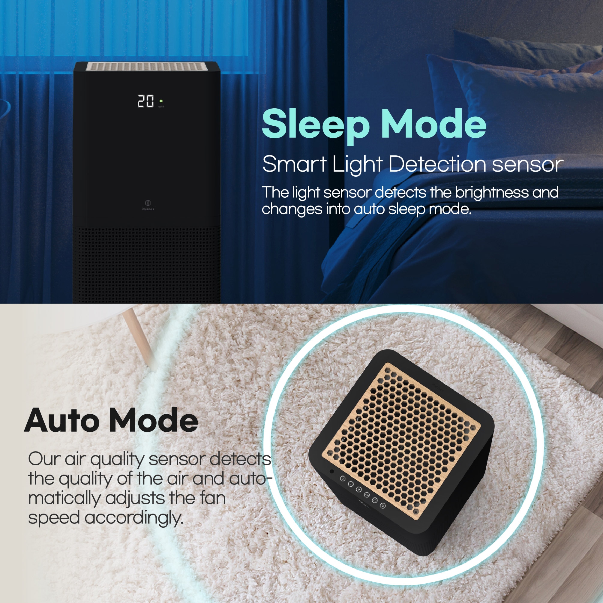 IMUNSEN Mtower 3 -Speed Black True HEPA Air Purifier (Covers: 1240-sq ft )