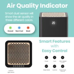 IMUNSEN Mtower 3 -Speed Black True HEPA Air Purifier (Covers: 1240-sq ft )