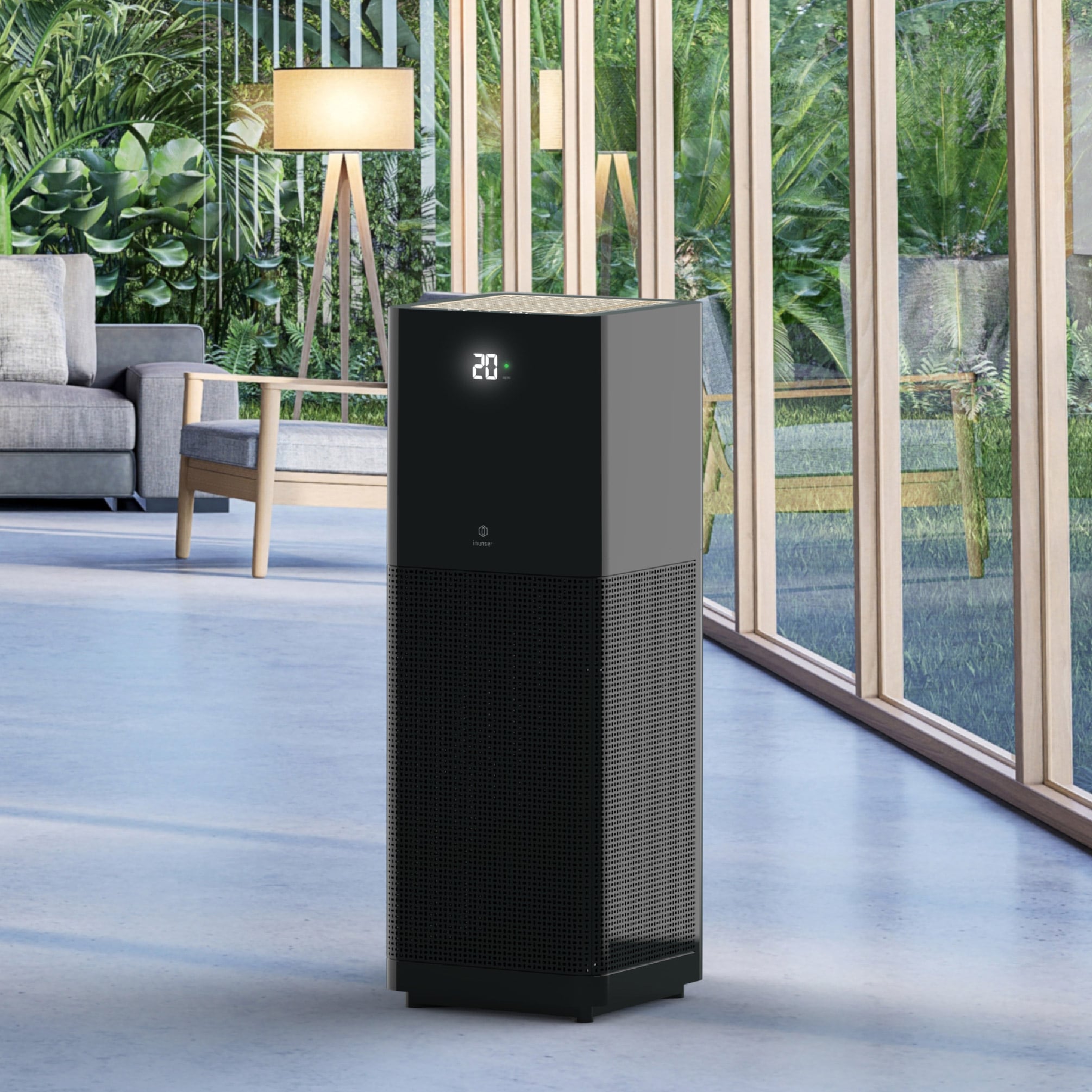 IMUNSEN Mtower 3 -Speed Black True HEPA Air Purifier (Covers: 1240-sq ft )