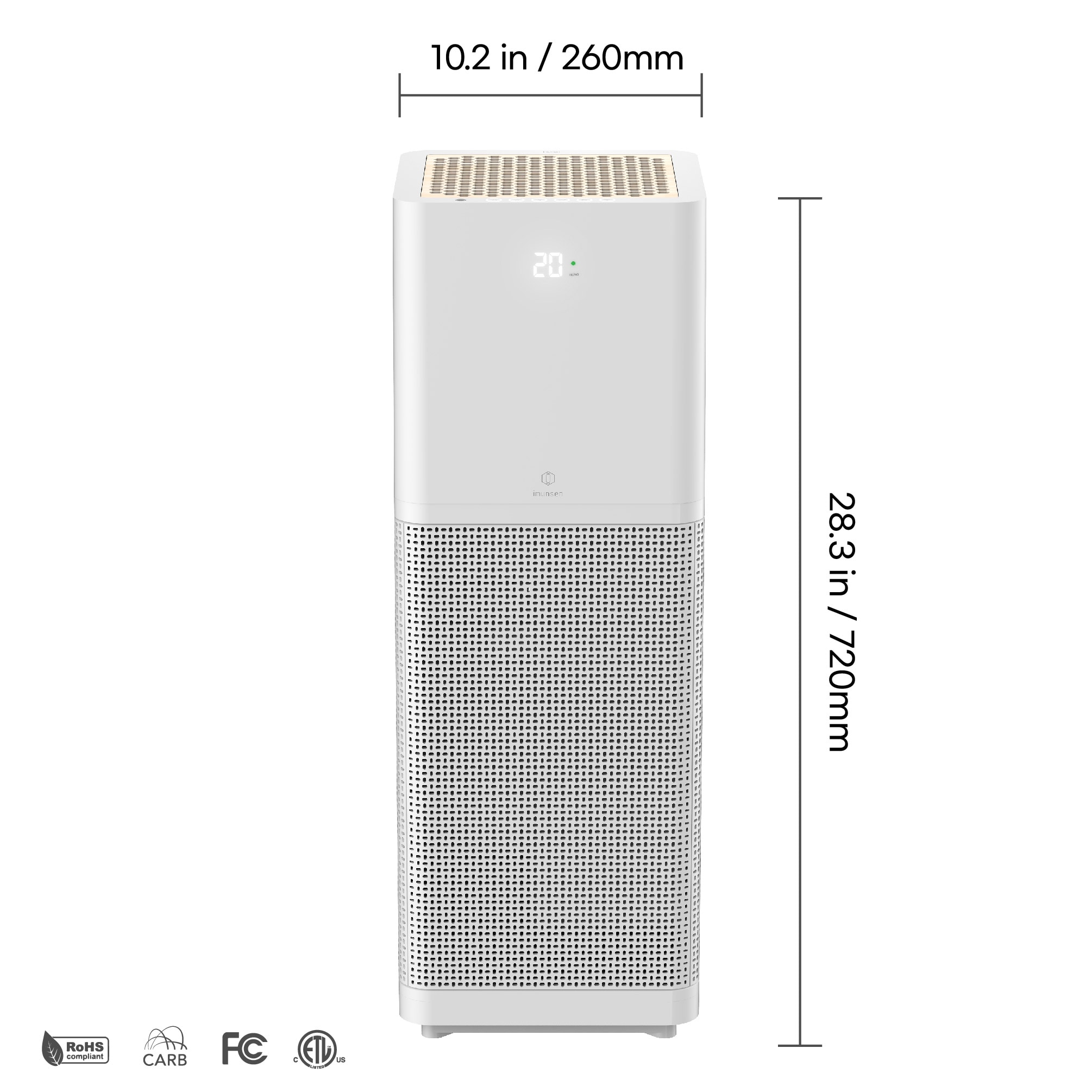 IMUNSEN Mtower 3 -Speed White True HEPA Air Purifier (Covers: 1240-sq ft )