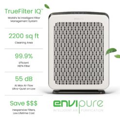 Envi Pure HEPA Air Purifier for Large Rooms (Up to 2200 Sq. Ft.) with Auto Mode and Air Quality Sensor
