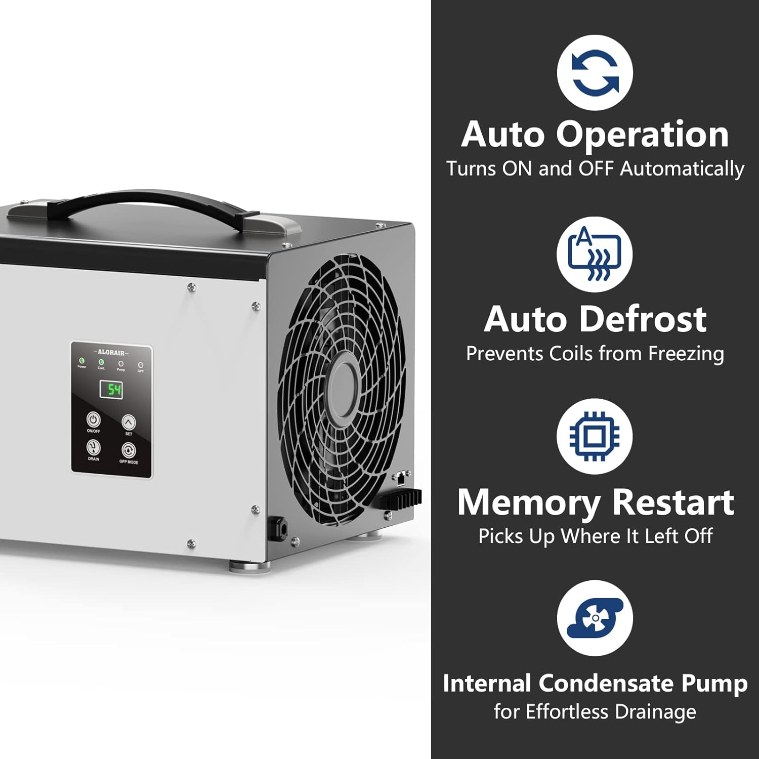 ALORAIR 70 -Pint Large Room Dehumidifier For Basements , Bathrooms , Crawlspaces , ENERGY STAR Certified White