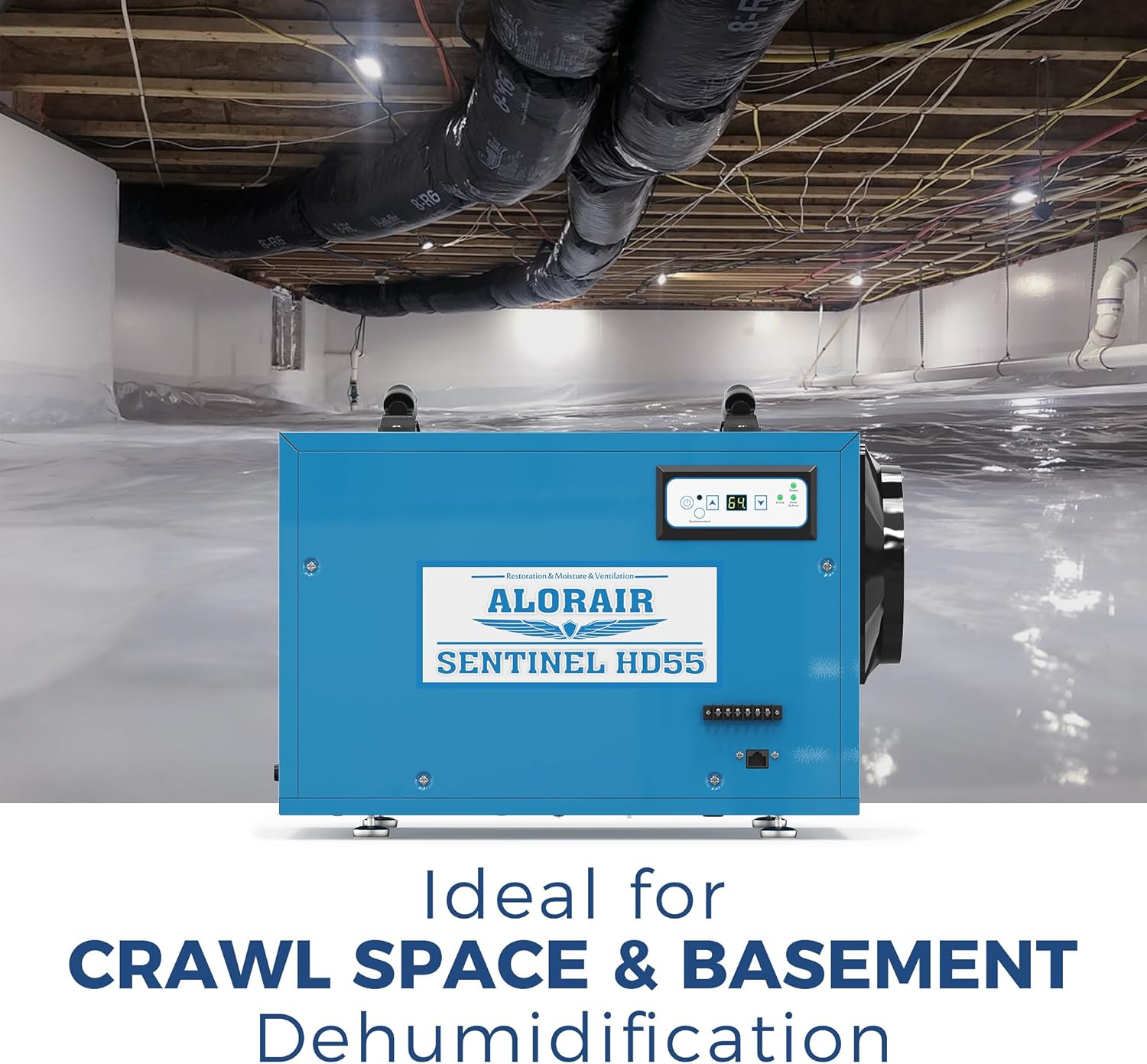 ALORAIR 113 -Pint Large Room Dehumidifier For Basements , Bathrooms , Crawlspaces , ENERGY STAR Certified Blue