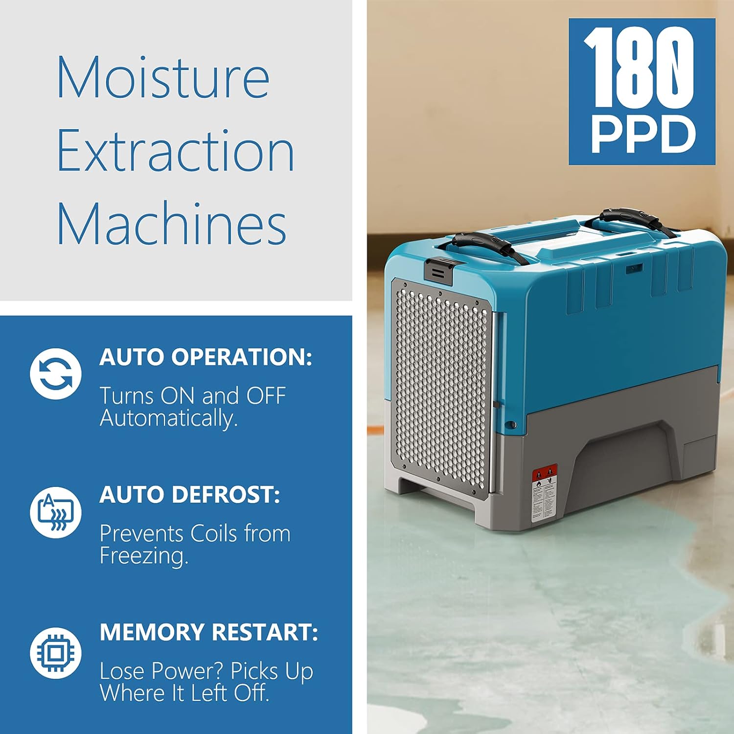 ALORAIR 180 -Pint Large Room Dehumidifier For Basements , Bathrooms , Crawlspaces with Built-In Pump Blue