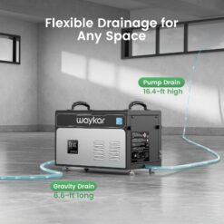 waykar CPG 130 -Pint Large Room Dehumidifier For Basements , Bathrooms , with Built-In Pump Black