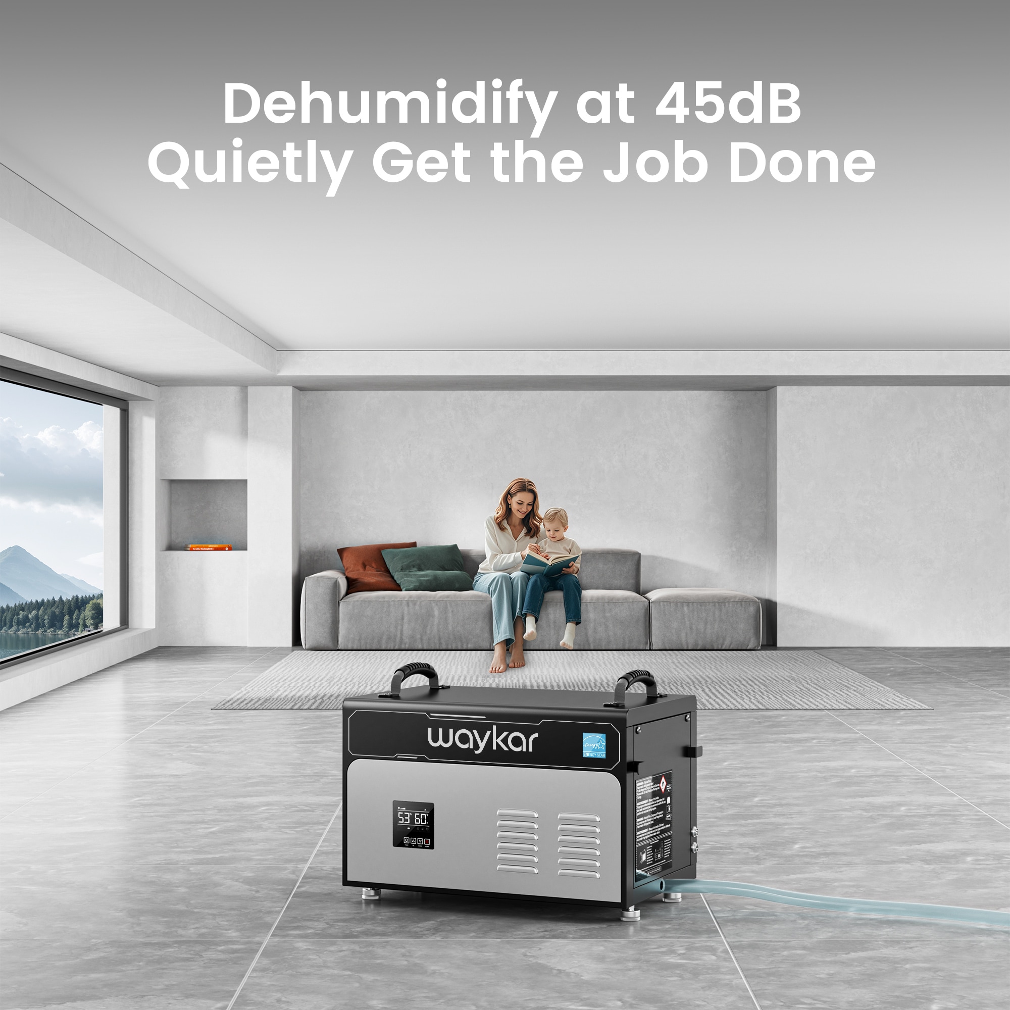 waykar CPG 130 -Pint Large Room Dehumidifier For Basements , Bathrooms , with Built-In Pump Black