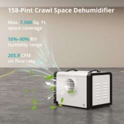 KESNOS AKE 158 -Pint Large Room Dehumidifier For Basements , Bathrooms , with Built-In Pump White