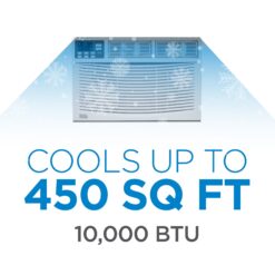 BLACK+DECKER Window Air Conditioner 10000 BTU - AC Window Unit Cools Up to 450 Square Feet - AC Unit with Remote Control - 3 Cooling Speeds and Fan Only Function - BWAC10WTB - White