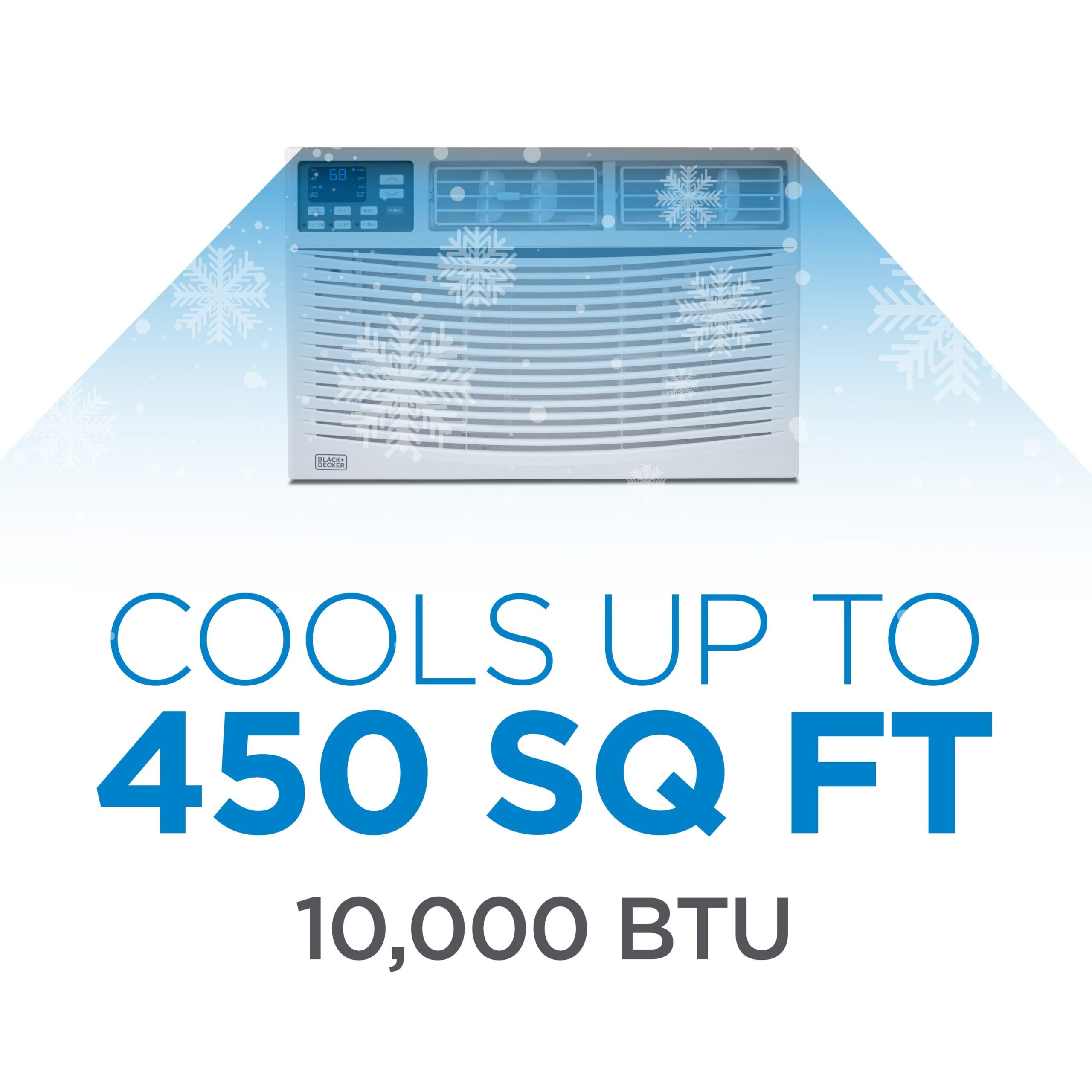 BLACK+DECKER Window Air Conditioner 10000 BTU - AC Window Unit Cools Up to 450 Square Feet - AC Unit with Remote Control - 3 Cooling Speeds and Fan Only Function - BWAC10WTB - White