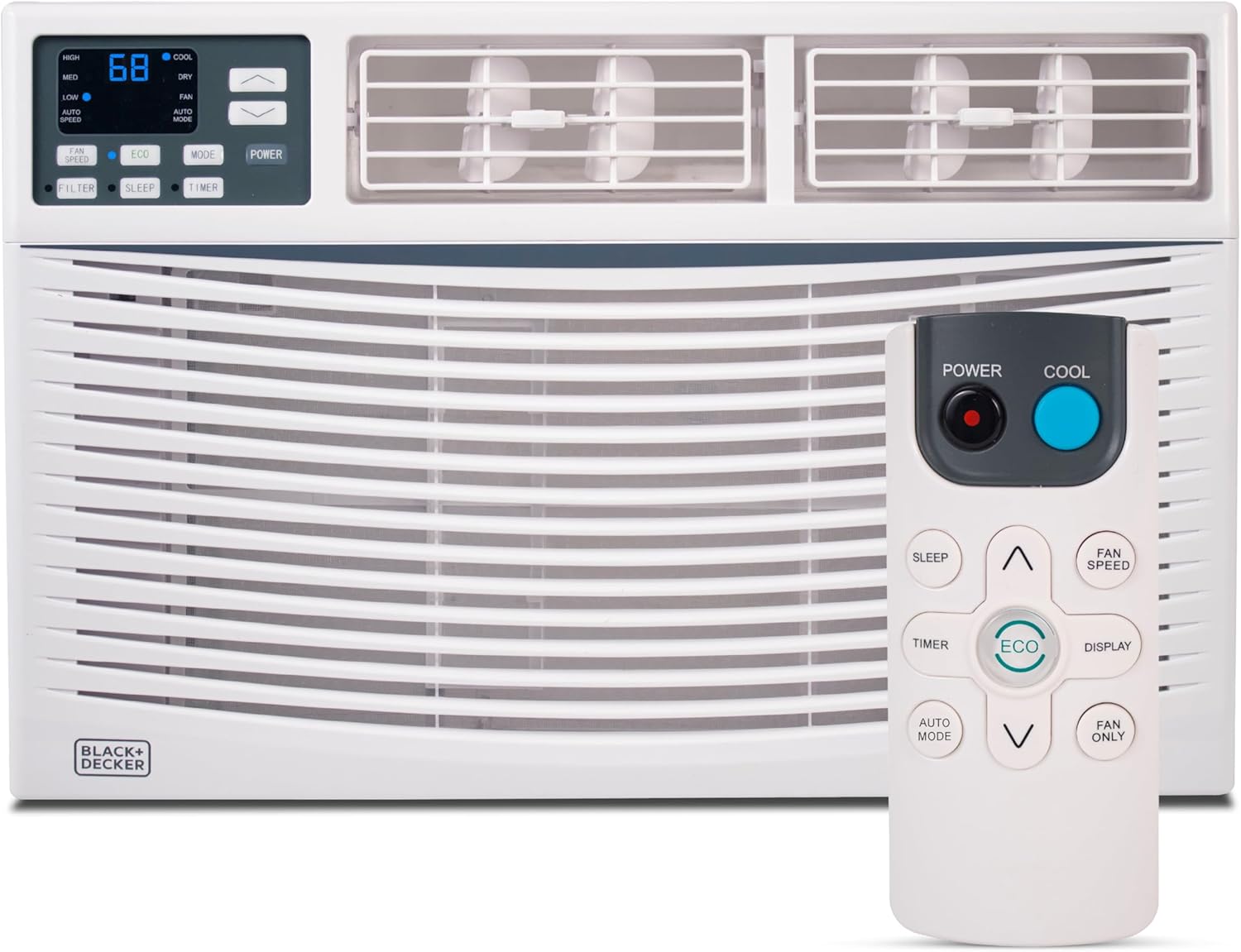 BLACK+DECKER Window Air Conditioner 12000 BTU - AC Window Unit Cools Up to 550 Square Feet - AC Unit with Remote Control - 3 Cooling Speeds and Fan Only Function - BWAC12WTB - White