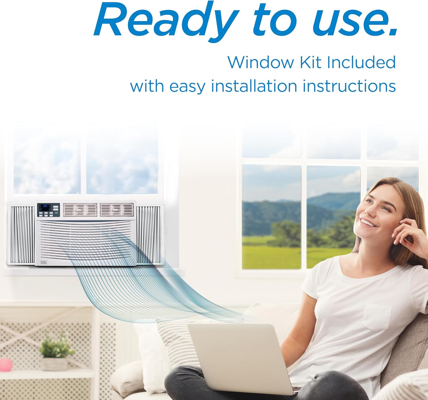 BLACK+DECKER Window Air Conditioner 12000 BTU - AC Window Unit Cools Up to 550 Square Feet - AC Unit with Remote Control - 3 Cooling Speeds and Fan Only Function - BWAC12WTB - White