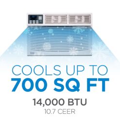 BLACK+DECKER Window Air Conditioner 14000 BTU - AC Window Unit Cools Up to 700 Square Feet - AC Unit with Remote Control - 3 Cooling Speeds and Fan Only Function - BWAC14WTB - White