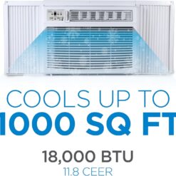 BLACK+DECKER Window or Through The Wall Air Conditioner 18000 BTU - AC Window Unit Cools Up to 1000 Square Feet - AC Unit with Remote Control - 3 Cooling Speeds and Fan Only - BD18WT6 - White
