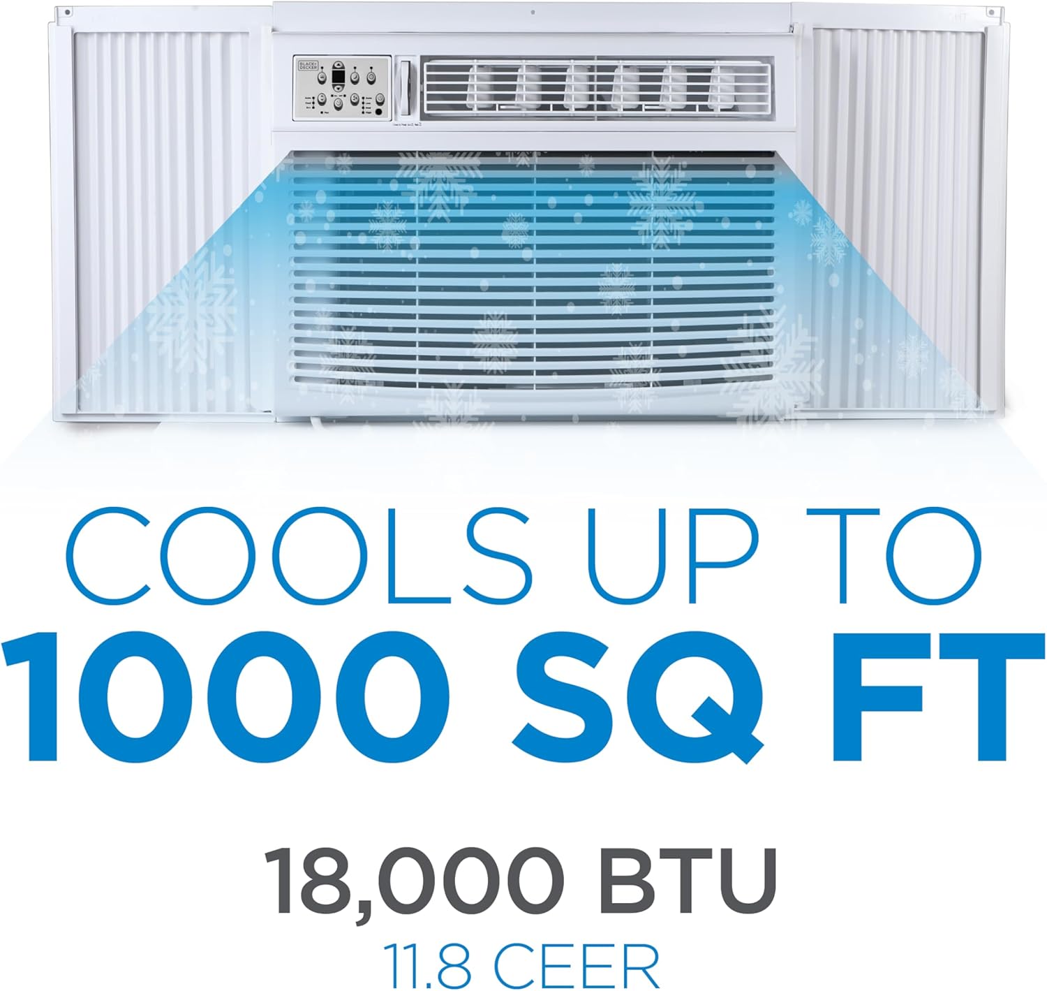 BLACK+DECKER Window or Through The Wall Air Conditioner 18000 BTU - AC Window Unit Cools Up to 1000 Square Feet - AC Unit with Remote Control - 3 Cooling Speeds and Fan Only - BD18WT6 - White