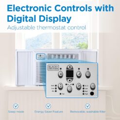 BLACK+DECKER Window or Through The Wall Air Conditioner 18000 BTU - AC Window Unit Cools Up to 1000 Square Feet - AC Unit with Remote Control - 3 Cooling Speeds and Fan Only - BD18WT6 - White