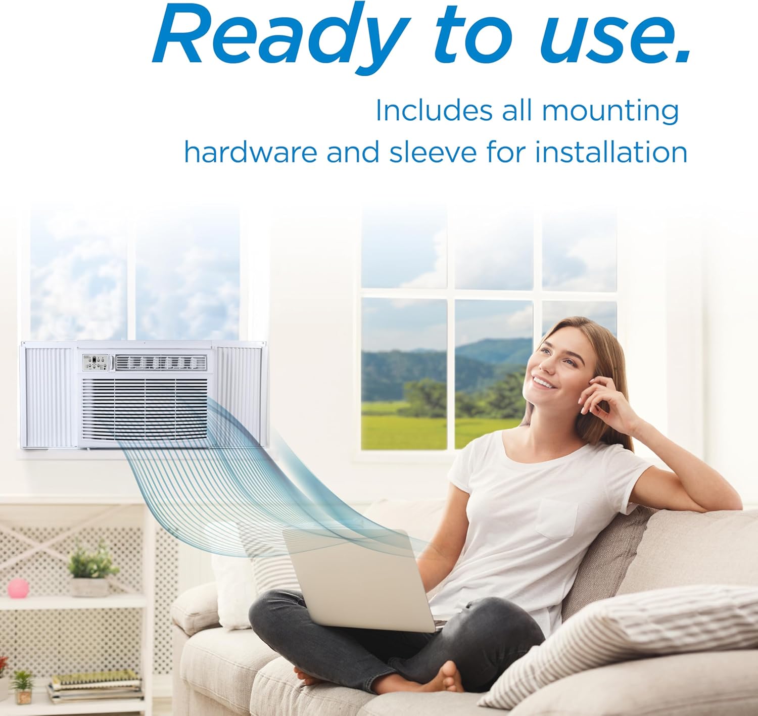 BLACK+DECKER Window or Through The Wall Air Conditioner 18000 BTU - AC Window Unit Cools Up to 1000 Square Feet - AC Unit with Remote Control - 3 Cooling Speeds and Fan Only - BD18WT6 - White