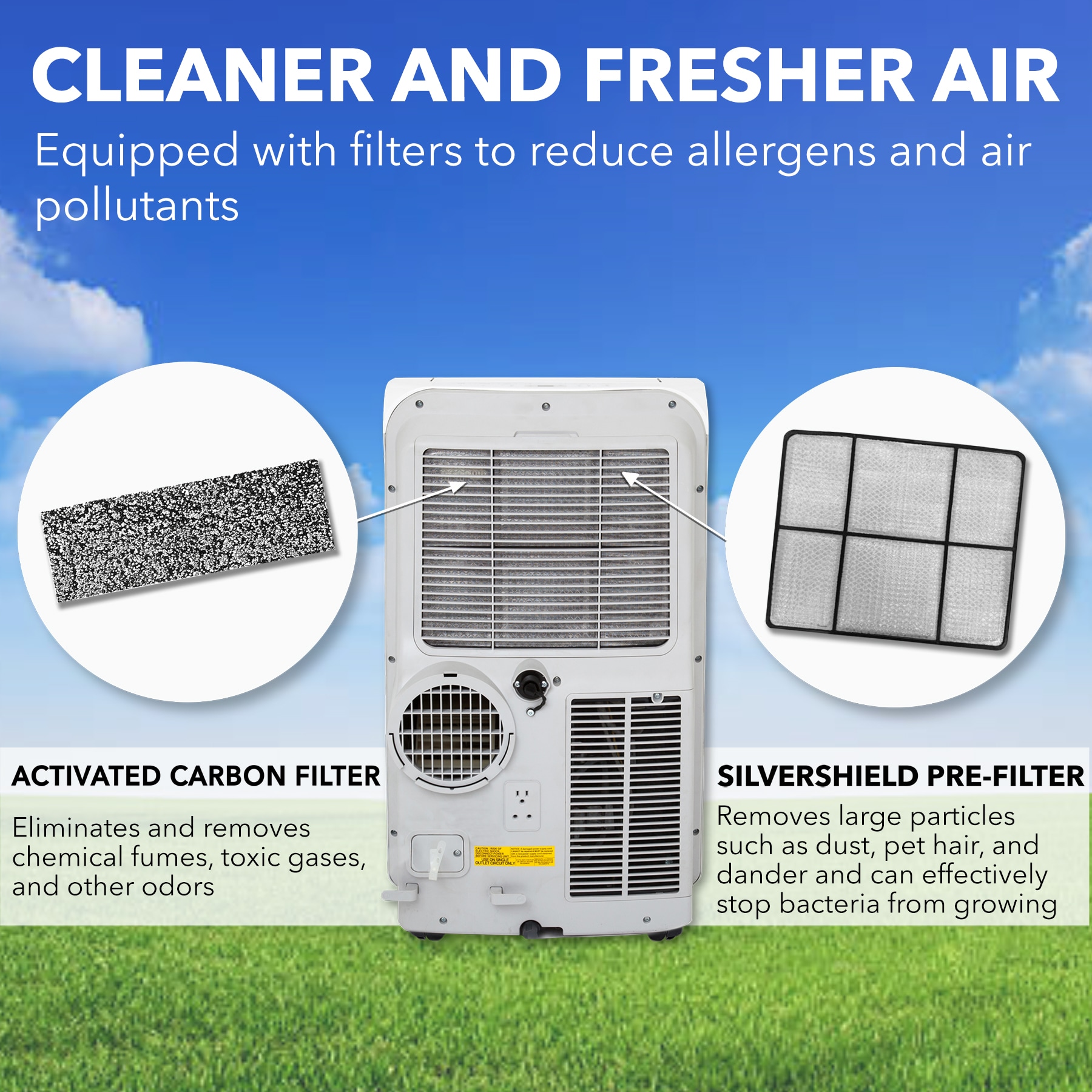 Whynter ARC-148MHP 14000 BTU 10000 BTU SACC Portable Air Conditioner and Heater with Activated Carbon plus SilverShield Filter