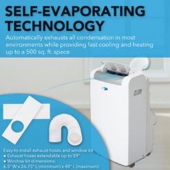 Whynter ARC-148MHP 14000 BTU 10000 BTU SACC Portable Air Conditioner and Heater with Activated Carbon plus SilverShield Filter
