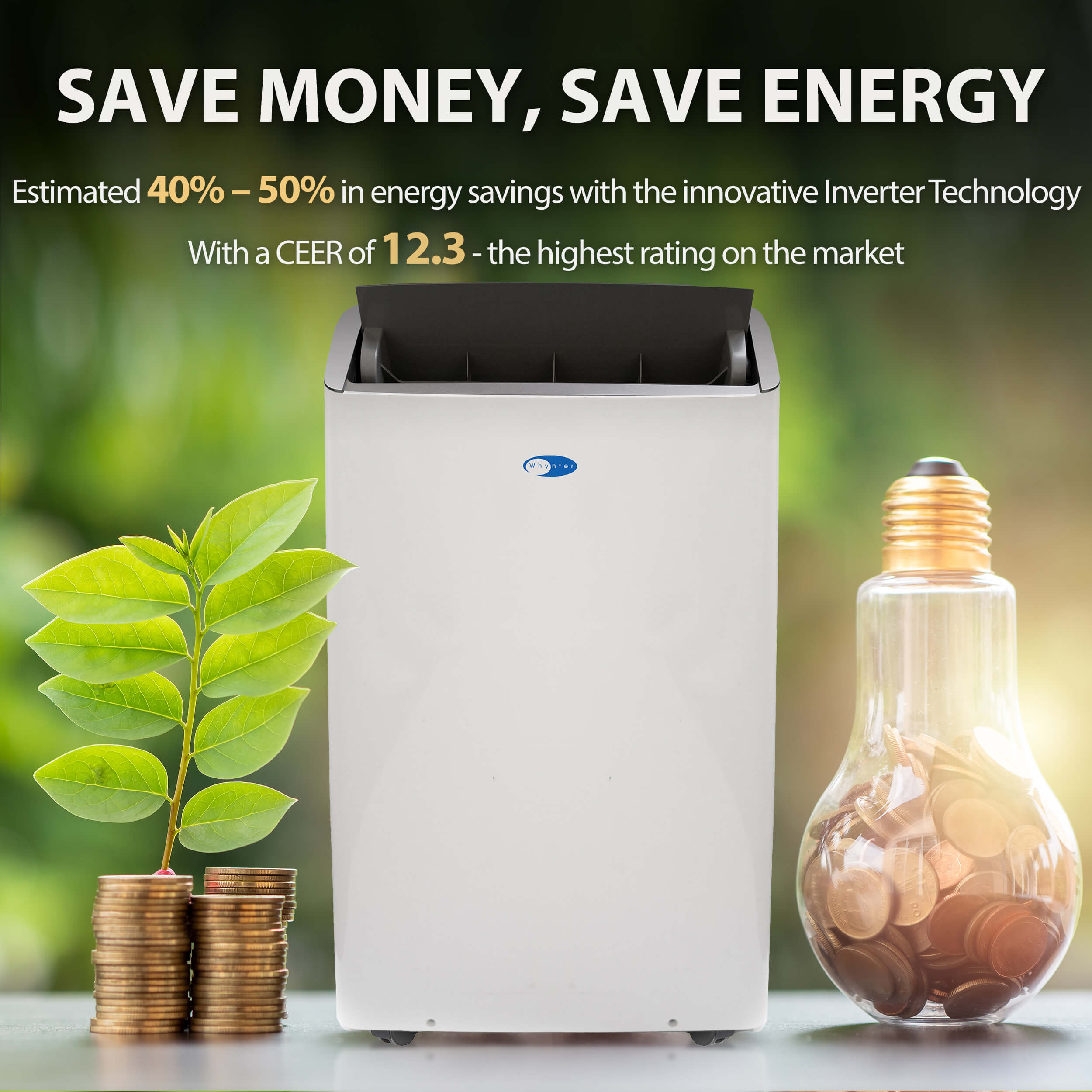 Whynter ARC-1030WN 12000 BTU (10000 BTU SACC) NEX Inverter Dual Hose Cooling Portable Air Conditioner