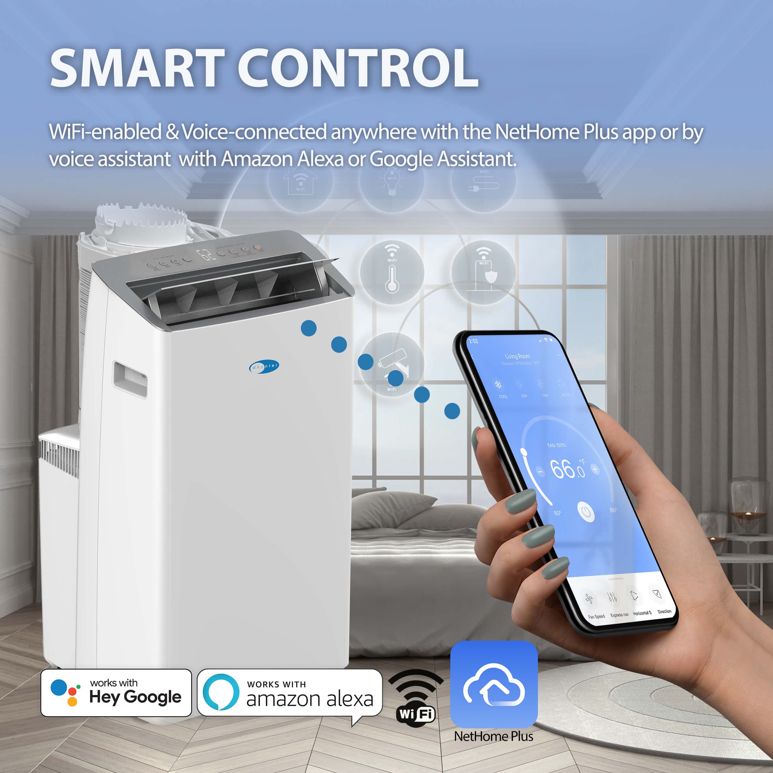 Whynter ARC-1030WN 12000 BTU (10000 BTU SACC) NEX Inverter Dual Hose Cooling Portable Air Conditioner