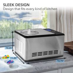 Whynter ICM-220SSY 2 Quart Capacity Automatic Compressor Ice Cream Maker and Yogurt Incubator with Stainless Steel Bowl