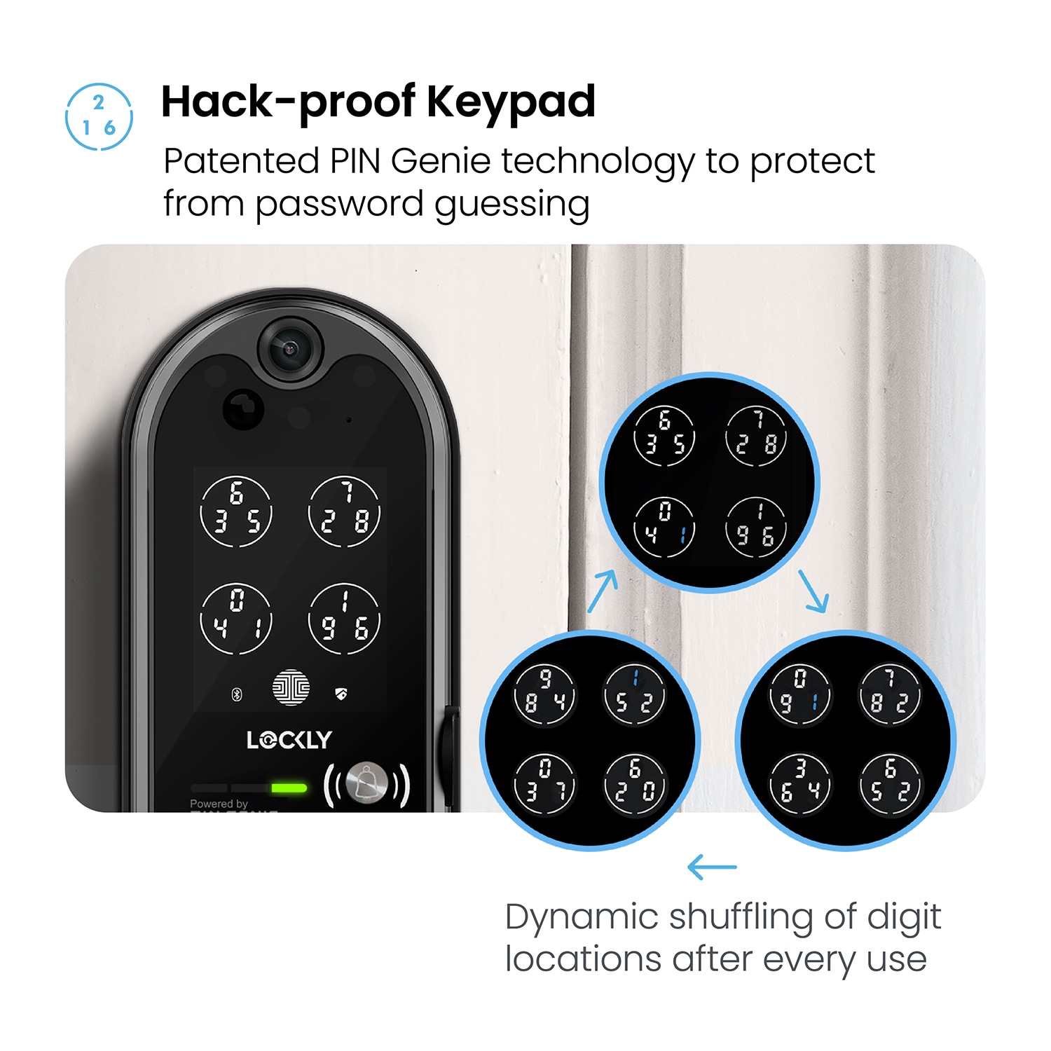 Lockly Vision Elite Video Doorbell Smart Locks Matte Black Smart Wi-Fi and Bluetooth Touchscreen Keypad Electronic Deadbolt Lock