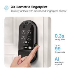 Lockly Vision Elite Video Doorbell Smart Locks Matte Black Smart Wi-Fi and Bluetooth Touchscreen Keypad Electronic Deadbolt Lock