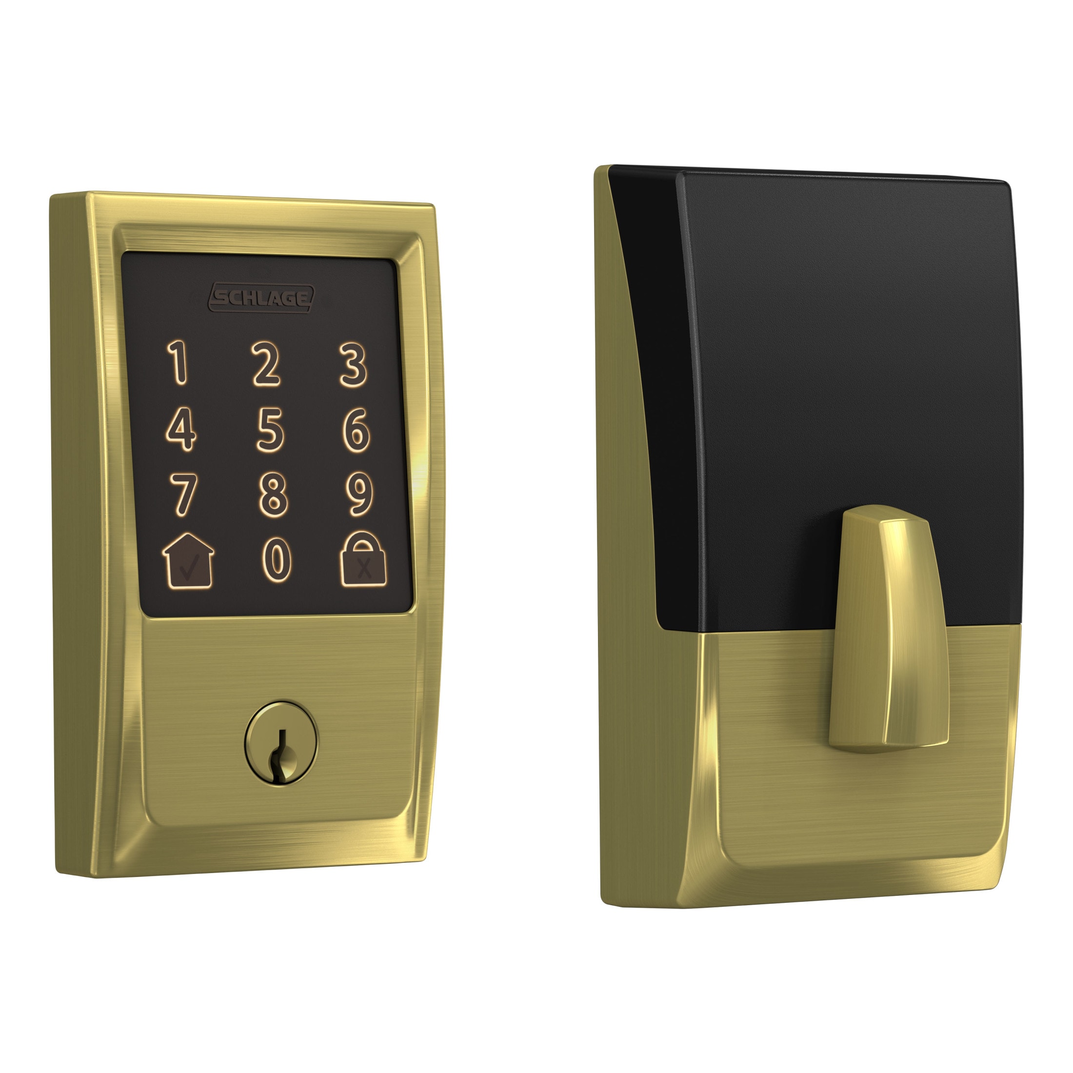 Schlage Encode Century Satin Brass Smart Wi-Fi and Bluetooth Touchscreen Keypad Electronic Deadbolt Lock