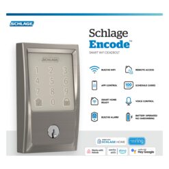 Schlage Encode Century Satin Nickel Smart Wi-Fi and Bluetooth Touchscreen Keypad Electronic Deadbolt Lock