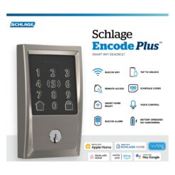 Schlage Encode Plus Century Satin Nickel Smart Wi-Fi and Bluetooth Touchscreen Keypad Electronic Deadbolt Lock
