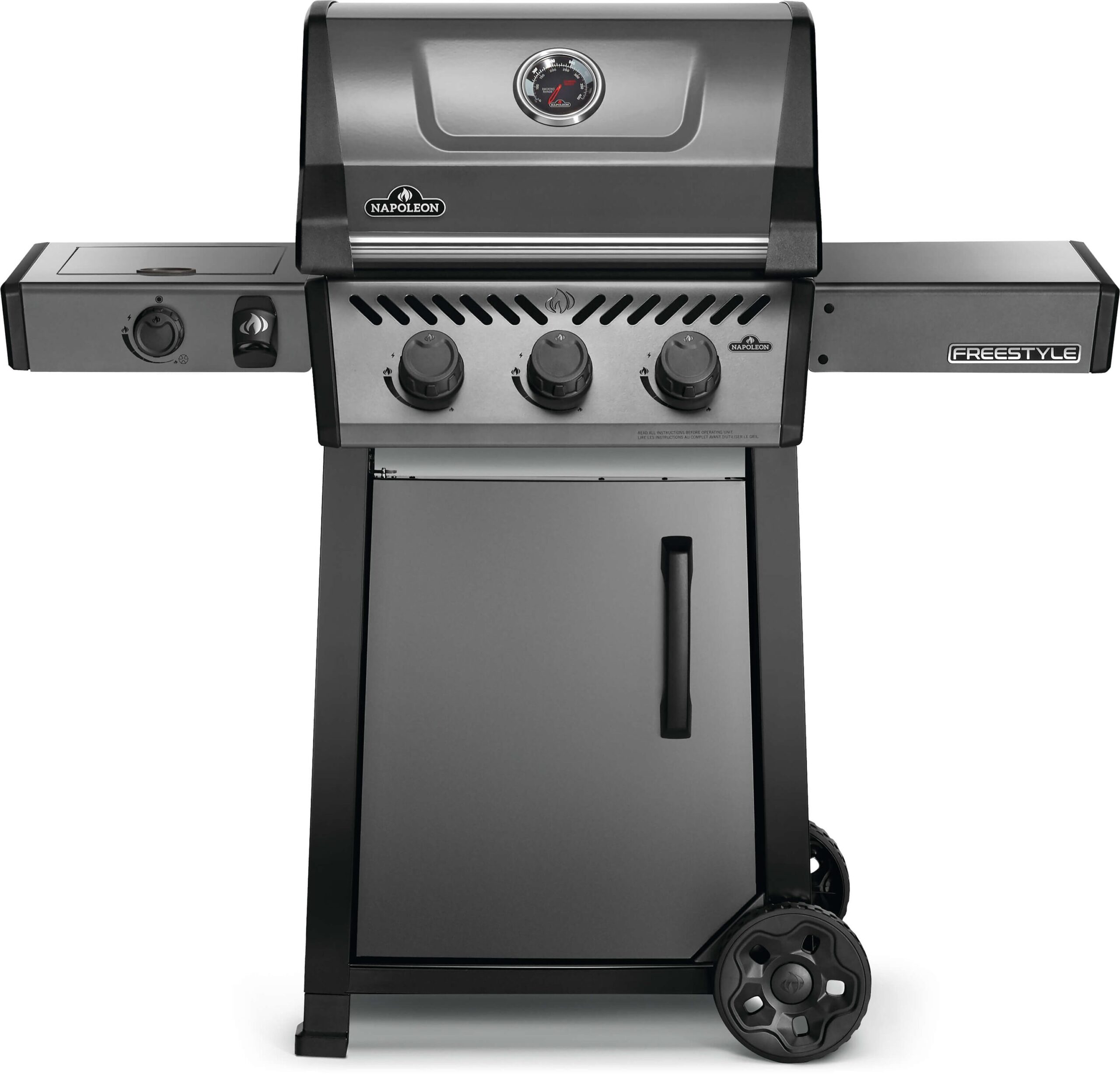 NAPOLEON Freestyle 365 Graphite Grey 3 -Burner Liquid Propane Gas Grill 1 -Side Burner