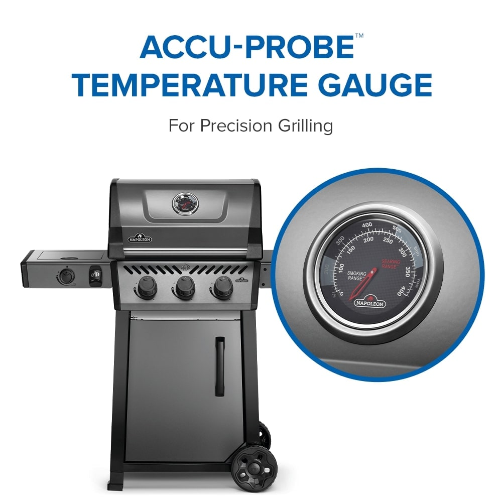 NAPOLEON Freestyle 365 Graphite Grey 3 -Burner Liquid Propane Gas Grill 1 -Side Burner