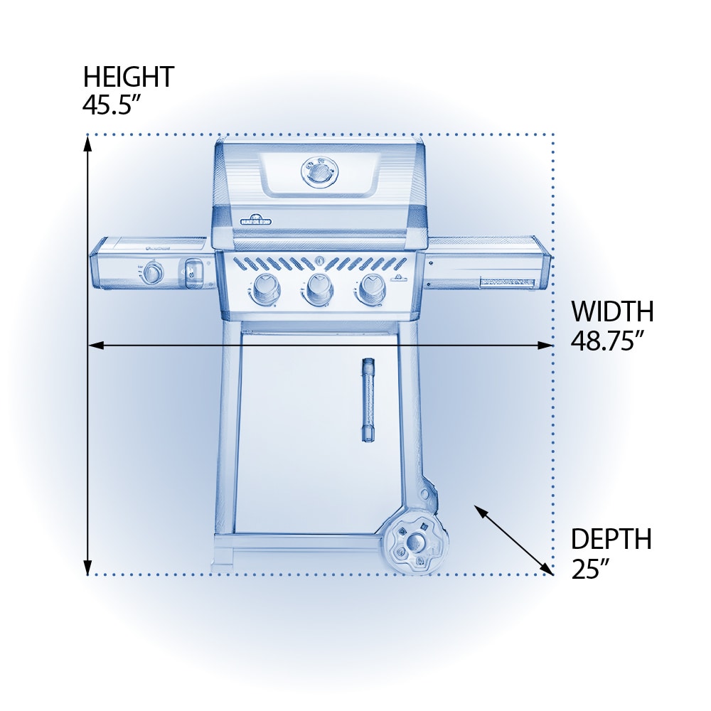 NAPOLEON Freestyle 365 Graphite Grey 3 -Burner Liquid Propane Gas Grill 1 -Side Burner