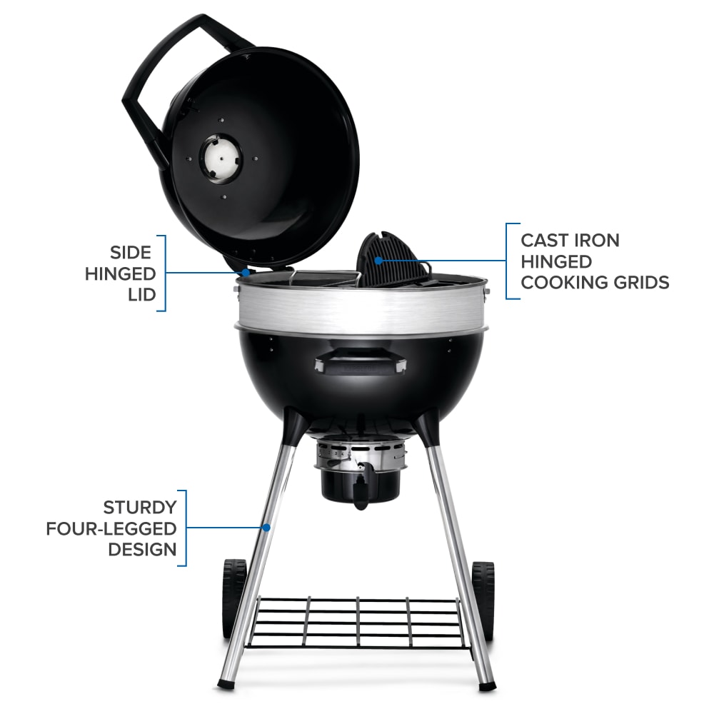 NAPOLEON PRO22 Leg Series 21.5-in W Black/Porcelain Kettle Charcoal Grill