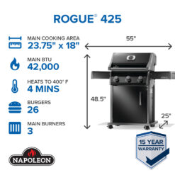 NAPOLEON Rogue 425 Series Black 3 -Burner Liquid Propane Gas Grill