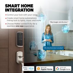 Kwikset Halo Select Plus Wi-Fi + Matter + Apple Home Keys Compatible Satin Nickel Smart Wi-Fi and Touchscreen Electronic Deadbolt Lock ft. SmartKey Security