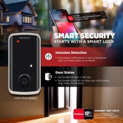 Kwikset Halo Select Plus Wi-Fi + Matter + Apple Home Keys Compatible Satin Nickel Smart Wi-Fi and Touchscreen Electronic Deadbolt Lock ft. SmartKey Security