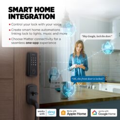 Kwikset Halo Select Plus Wi-Fi + Matter + Apple Home Keys Compatible Matte Black Smart Wi-Fi and Touchscreen Electronic Deadbolt Lock ft. SmartKey Security